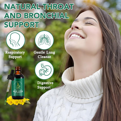 Mullein-Tropfen für die Lunge 2 Fl Oz – Mulleinblattextrakt mit Chlorophyll – Natürliches pflanzliches Nahrungsergänzungsmittel zur Lungenreinigung, Atemwegsunterstützung, Stärkung des Immunsystems, Verdauungswohlbefinden