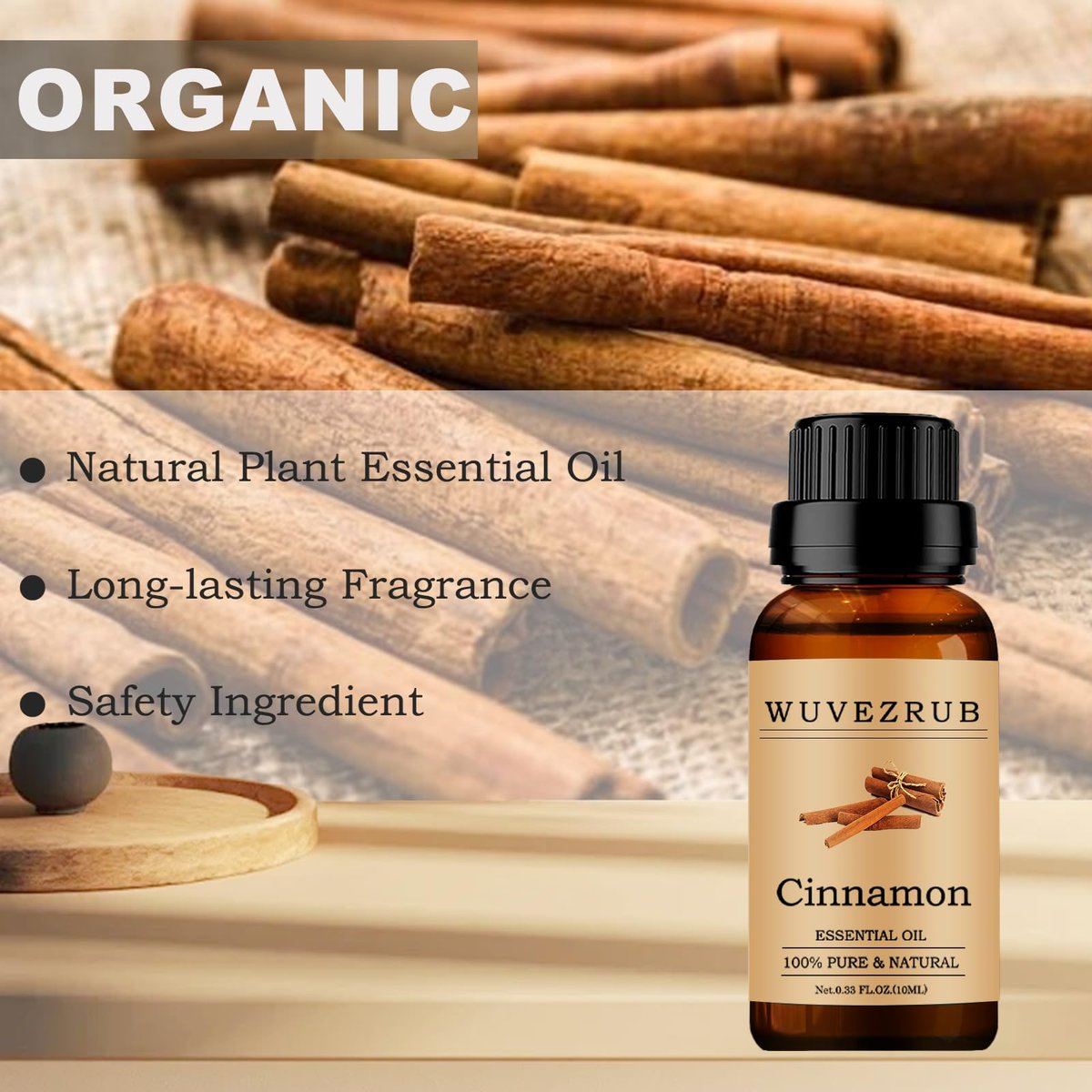100% reines und natürliches Zimtöl - 10 ML Aromatherapie-Diffuser - 0,33 Fl Oz