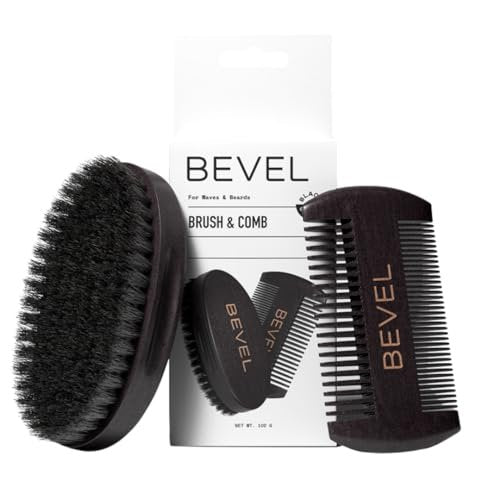 Bevel Bartpflege-Set: Naturborstenbürste & Kamm aus Birnbaumholz – Perfekt zum Formen, Pflegen und Entwirren von Bärten & Schnurrbärten