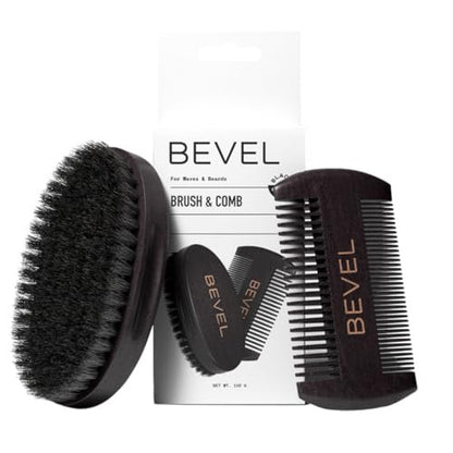Bevel Bartpflege-Set: Naturborstenbürste & Kamm aus Birnbaumholz – Perfekt zum Formen, Pflegen und Entwirren von Bärten & Schnurrbärten