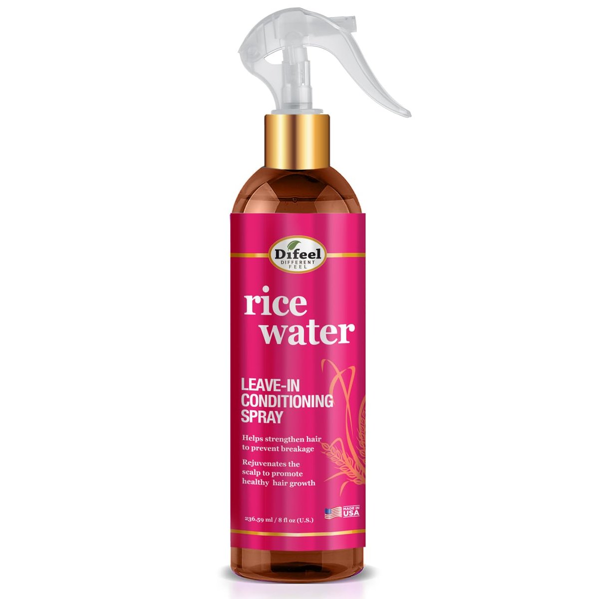 Difeel Rice Water Leave-in Conditioning Spray 8 oz. – Pflegender Leave-in Conditioner für trockenes und geschädigtes Haar