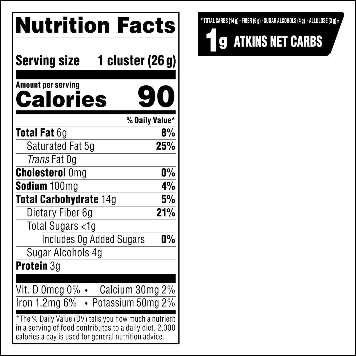 Atkins Keto Cookies & Crème Clusters – glutenfrei, ballaststoffreich, kohlenhydratarm, keto-freundlich, 8 Stück