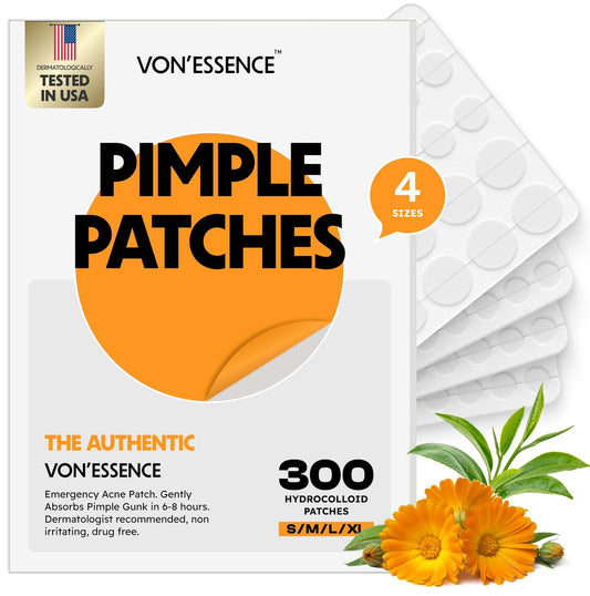 300 Pimple Patches – Hydrokolloid Pickelaufkleber mit Salicylsäure, Teebaum & Ringelblume | Reduziert sichtbare Hautunreinheiten – Sanfte, nächtliche Pflege