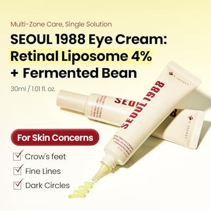 K-SECRET SEOUL 1988 Retinal Augencreme – Mit fortschrittlichem Retinal Liposom 4% und fermentierten Bohnen gegen dunkle Augenringe und feine Linien | Koreanische Hautpflege, 30ml / 1,01 fl oz