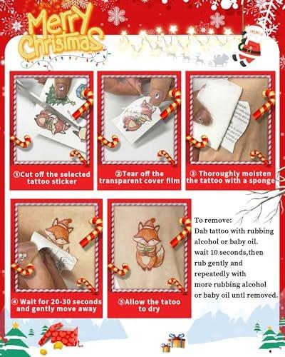 Greingways 180 Motive Weihnachtstätowierungen für Kinder – temporäre Tattoo-Aufkleber, Partygeschenke, Geschenke für Jungen und Mädchen