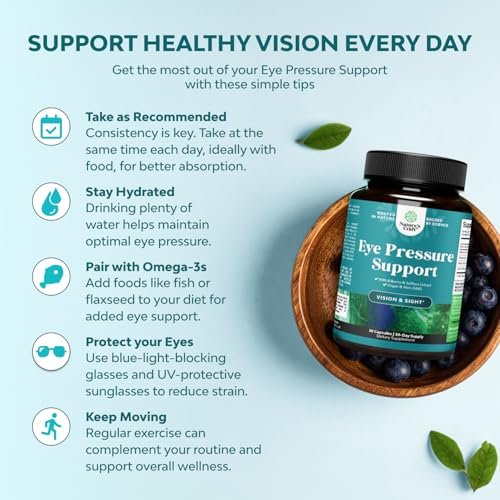 Natures Craft Augendruck-Unterstützung mit Heidelbeerextrakt - Veganes Augen Gesundheitsergänzungsmittel für Erwachsene zur Entlastung des Augendrucks mit Safran, Ginkgo, Niacin und mehr Vitaminen - 30 Kapseln