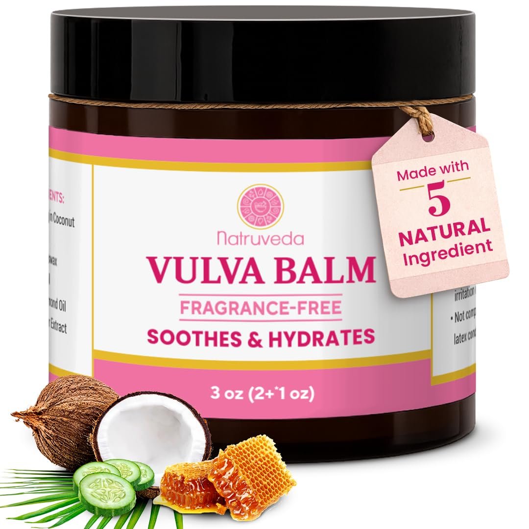 Natruveda Duftfreier Vulva-Balsam Feuchtigkeitscreme für Frauen – Intime Hydratation & Unterstützung bei Menopausentrockenheit – Natürlicher femininer Balsam gegen Vulvar-Reizungen & Juckreiz – Hormonfrei – 85 g
