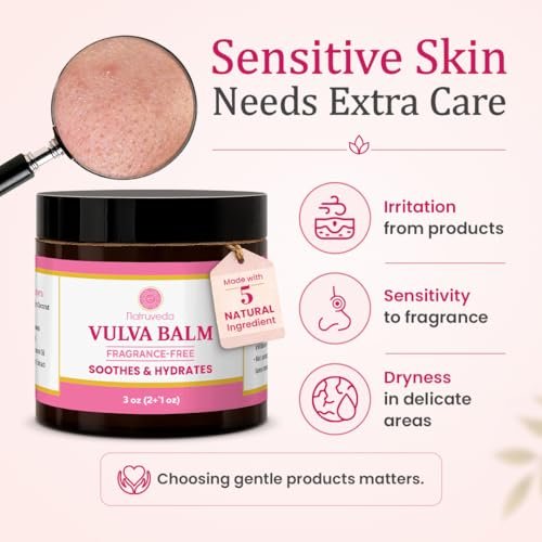 Natruveda Duftfreier Vulva-Balsam Feuchtigkeitscreme für Frauen – Intime Hydratation & Unterstützung bei Menopausentrockenheit – Natürlicher femininer Balsam gegen Vulvar-Reizungen & Juckreiz – Hormonfrei – 85 g