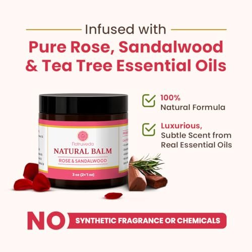 Natruveda Vulva Balsam für Frauen – Rose & Sandelholz | USA-basierter Verkäufer | Feuchtigkeitscreme & Intimpflegebalsam | Lindert Trockenheit, Juckreiz, Scheuern & Geruch | Äußere Feuchtigkeitscreme – 85 g