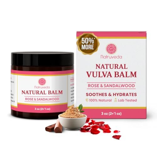 Natruveda Vulva Balsam für Frauen – Rose & Sandelholz | USA-basierter Verkäufer | Feuchtigkeitscreme & Intimpflegebalsam | Lindert Trockenheit, Juckreiz, Scheuern & Geruch | Äußere Feuchtigkeitscreme – 85 g