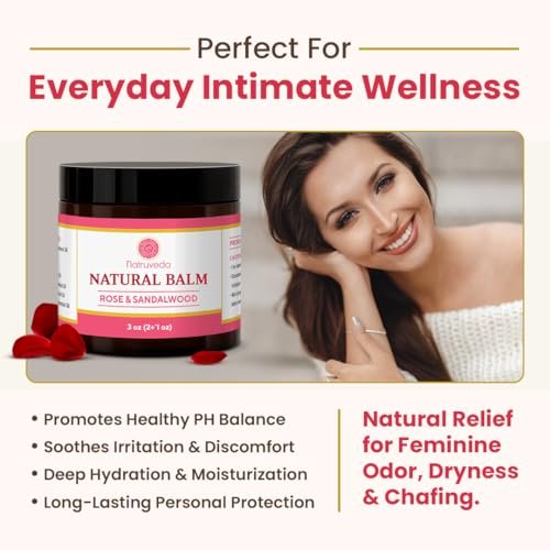 Natruveda Vulva Balsam für Frauen – Rose & Sandelholz | USA-basierter Verkäufer | Feuchtigkeitscreme & Intimpflegebalsam | Lindert Trockenheit, Juckreiz, Scheuern & Geruch | Äußere Feuchtigkeitscreme – 85 g