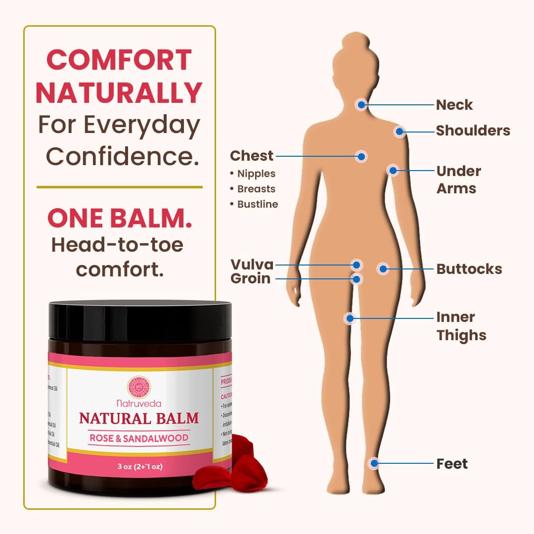 Natruveda Vulva Balsam für Frauen – Rose & Sandelholz | USA-basierter Verkäufer | Feuchtigkeitscreme & Intimpflegebalsam | Lindert Trockenheit, Juckreiz, Scheuern & Geruch | Äußere Feuchtigkeitscreme – 85 g