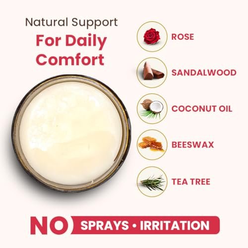 Natruveda Vulva Balsam für Frauen – Rose & Sandelholz | USA-basierter Verkäufer | Feuchtigkeitscreme & Intimpflegebalsam | Lindert Trockenheit, Juckreiz, Scheuern & Geruch | Äußere Feuchtigkeitscreme – 85 g