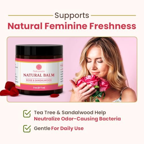 Natruveda Vulva Balsam für Frauen – Rose & Sandelholz | USA-basierter Verkäufer | Feuchtigkeitscreme & Intimpflegebalsam | Lindert Trockenheit, Juckreiz, Scheuern & Geruch | Äußere Feuchtigkeitscreme – 85 g