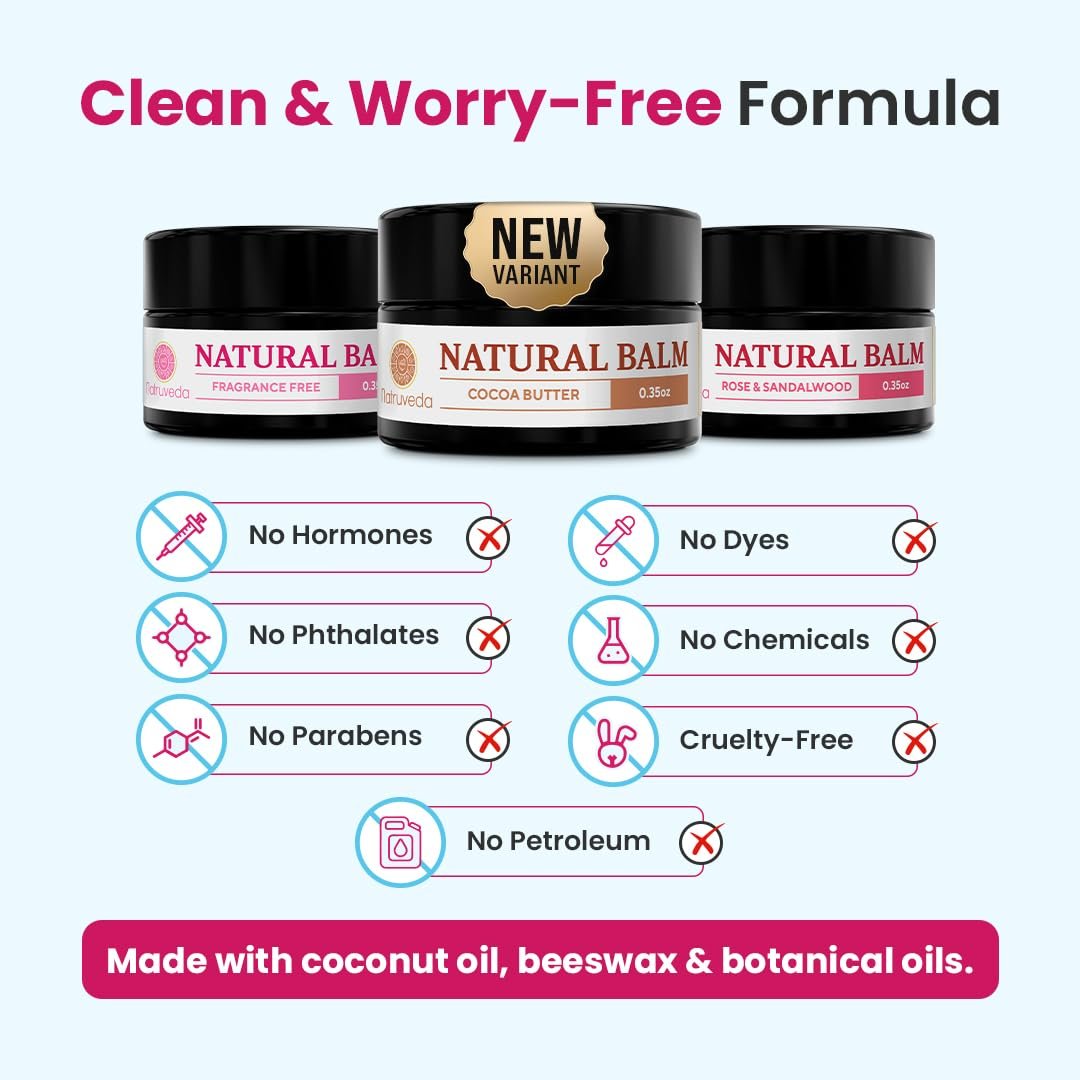 Natruveda Vulva Balm Discovery Pack – Duftfrei, Kakao & Rosen-Sandelholz | Feuchtigkeitscreme für Trockenheit, Juckreiz, Scheuern & Geruch | Natürliche Intimpflege – 0,35 oz Gläser (3er-Pack)