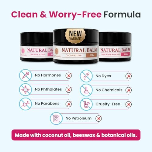 Natruveda Vulva Balm Discovery Pack – Duftfrei, Kakao & Rosen-Sandelholz | Feuchtigkeitscreme für Trockenheit, Juckreiz, Scheuern & Geruch | Natürliche Intimpflege – 0,35 oz Gläser (3er-Pack)
