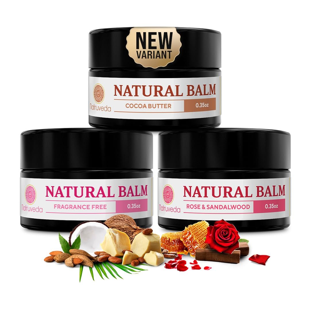 Natruveda Vulva Balm Discovery Pack – Duftfrei, Kakao & Rosen-Sandelholz | Feuchtigkeitscreme für Trockenheit, Juckreiz, Scheuern & Geruch | Natürliche Intimpflege – 0,35 oz Gläser (3er-Pack)