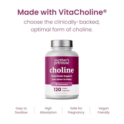 Schwangerschafts-Cholin 550 mg | 120 Kapseln | Unterstützt die Gehirnentwicklung des Babys & kognitive Funktion während Schwangerschaft & Stillzeit | Ultrareines Natal VitaCholine, veganes Cholinbitartrat für Frauen