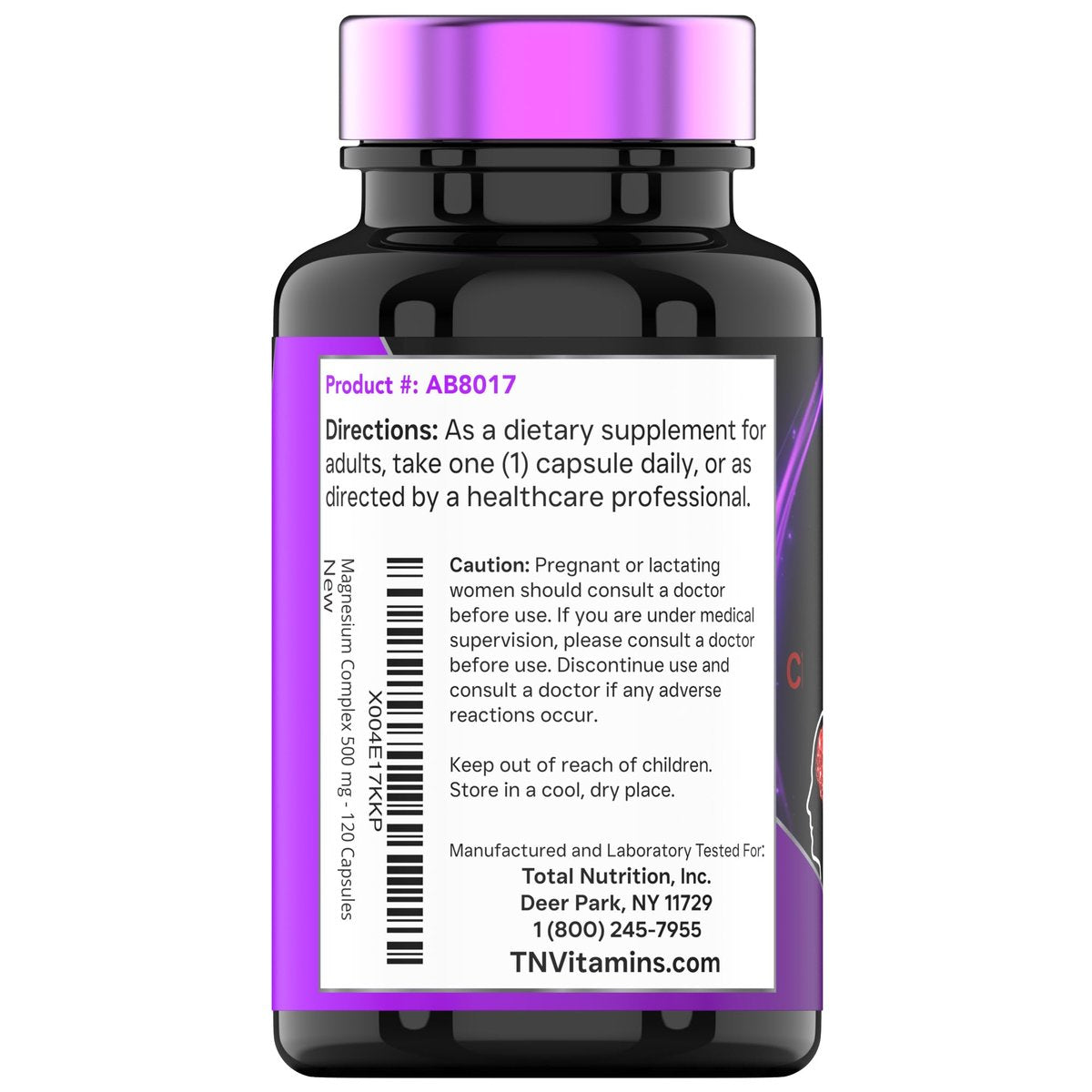 Triple Magnesium Complex 500 mg – Magnesiumglycinat, -citrat & -oxid – 120 Kapseln (4 Monate Vorrat!) – 1 Kapsel liefert 125 % des Tagesbedarfs – Nicht-GMO, hergestellt in den USA
