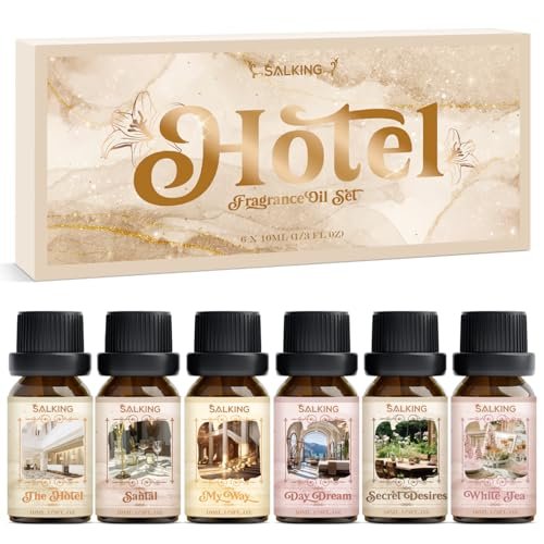 SALKING Hotel Duftöle – Premium ätherische Öle für Diffuser, Geschenkset für Seifen- & Kerzenherstellung – The Hotel, Santal, My Way, Day Dream, Secret Desires, White Tea