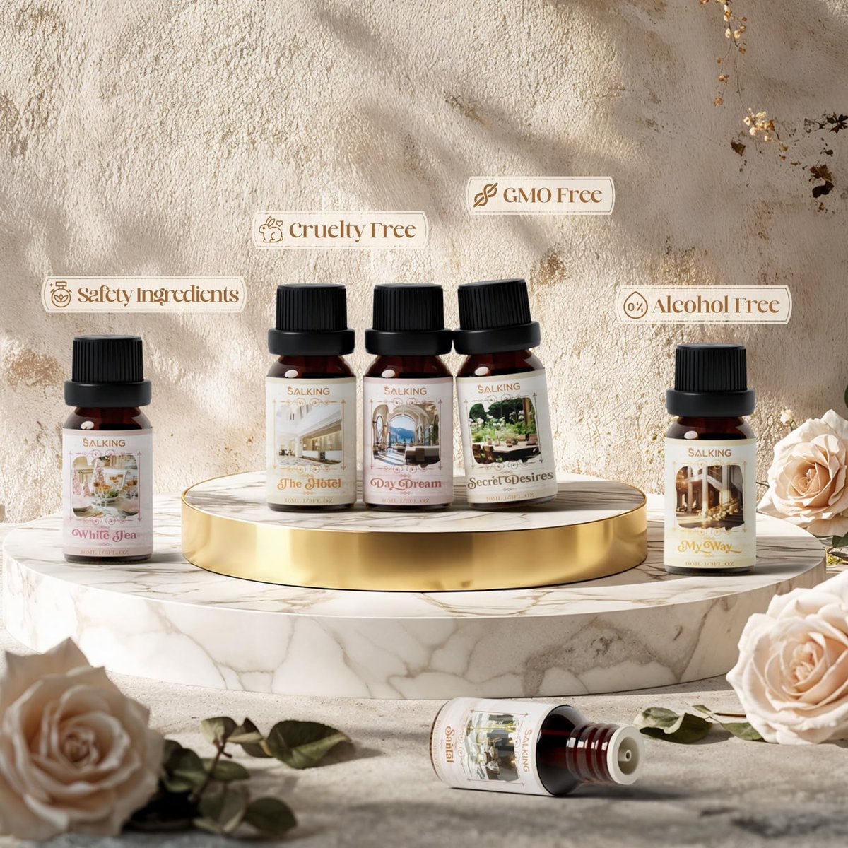 SALKING Hotel Duftöle – Premium ätherische Öle für Diffuser, Geschenkset für Seifen- & Kerzenherstellung – The Hotel, Santal, My Way, Day Dream, Secret Desires, White Tea
