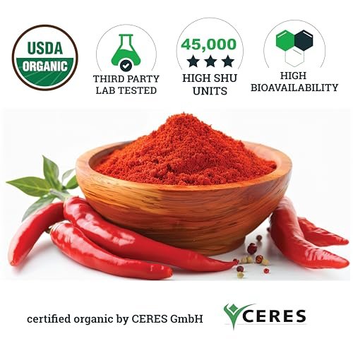 INCAS 100% USDA Bio Cayennepfeffer 120 Kapseln (500 mg) 45.000 SHU – Traditionelle Unterstützung für Verdauung und Kreislauf, reine Zutaten ohne Zusätze & Füllstoffe | 120 Portionen