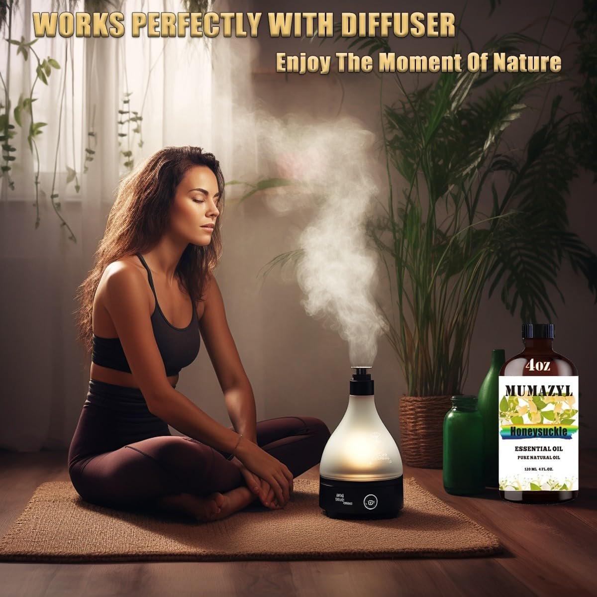 MUMAZYL Geißblatt ätherisches Öl 120 ml – für Diffuser, Luftbefeuchter, Yoga, Reinigung, DIY Kerzen- und Seifenherstellung