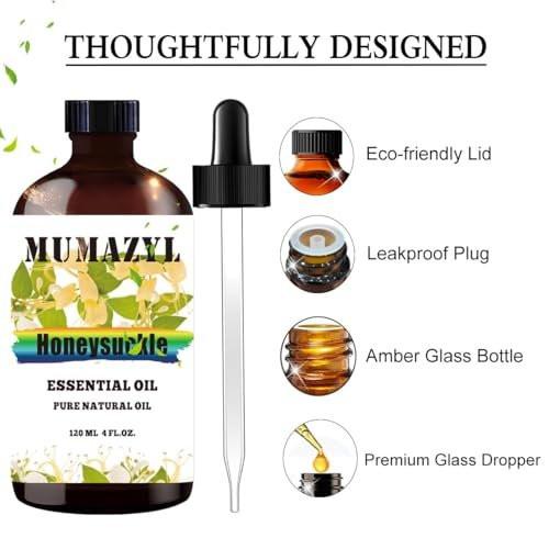 MUMAZYL Geißblatt ätherisches Öl 120 ml – für Diffuser, Luftbefeuchter, Yoga, Reinigung, DIY Kerzen- und Seifenherstellung