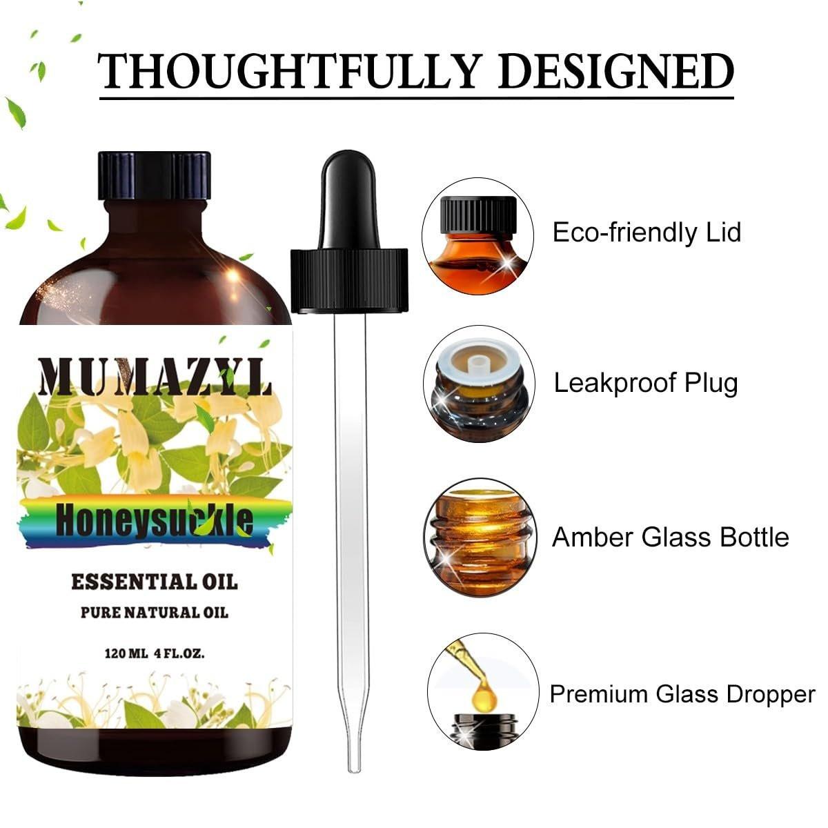 MUMAZYL Geißblatt ätherisches Öl 120 ml – für Diffuser, Luftbefeuchter, Yoga, Reinigung, DIY Kerzen- und Seifenherstellung