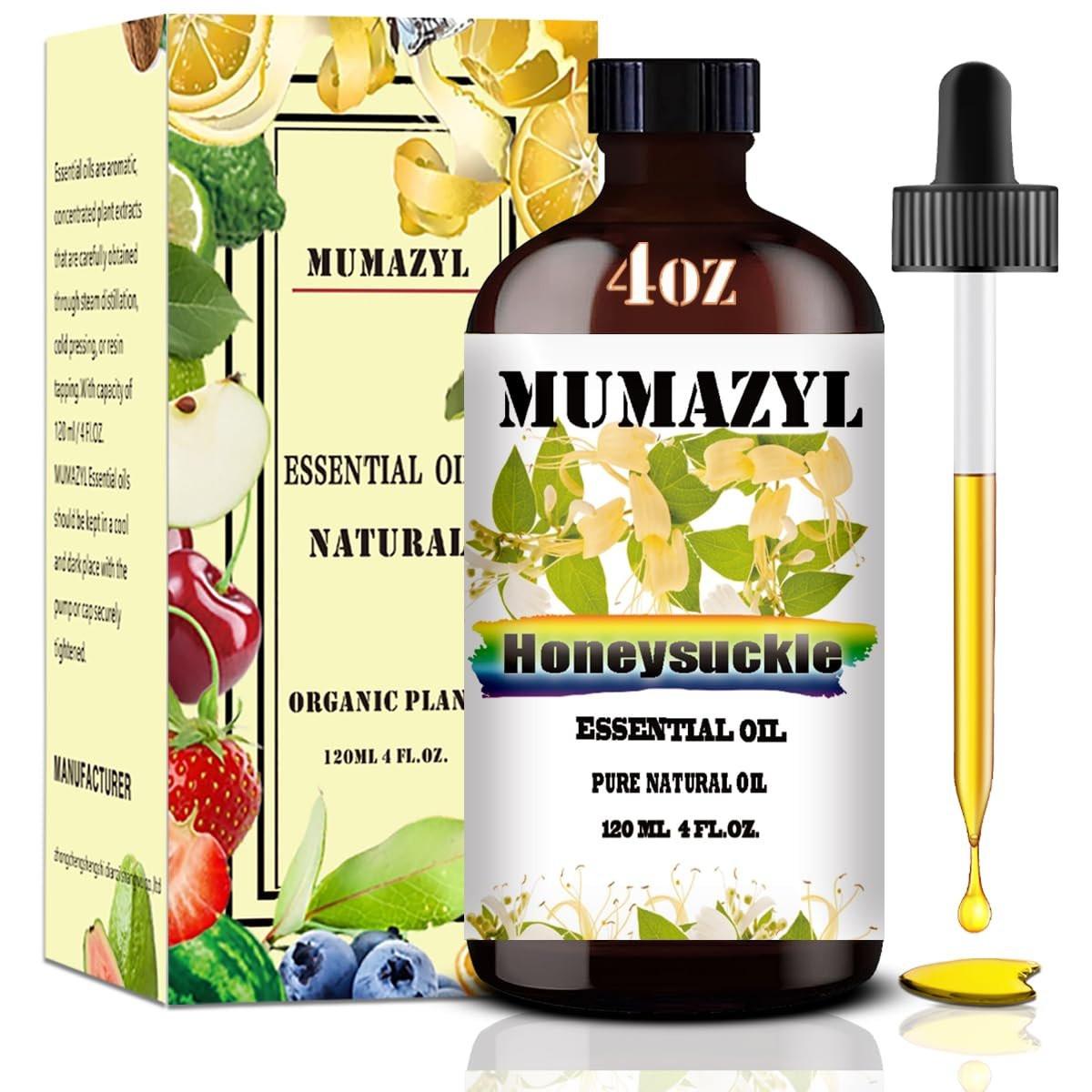 MUMAZYL Geißblatt ätherisches Öl 120 ml – für Diffuser, Luftbefeuchter, Yoga, Reinigung, DIY Kerzen- und Seifenherstellung