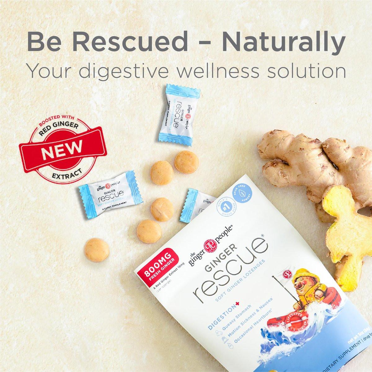 The Ginger People Ginger Rescue Verdauungsbonbons (Weich) | Extra Stärke - 800 mg | Übelkeit, Magenverstimmung, Reisekrankheit, leichtes Sodbrennen, Verdauungsstörungen, 30 Stück (1er-Pack)
