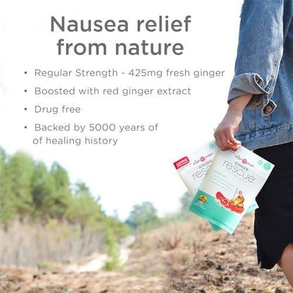 The Ginger People Ginger Rescue Verdauungs-Lutschtabletten (Hart) | Reguläre Stärke - 425mg | Gegen Übelkeit, Verdauungsstörungen, Blähungen & Sodbrennen, 30 Stück (1 Packung)
