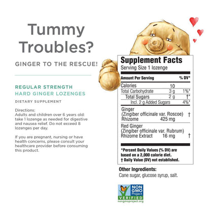 The Ginger People Ginger Rescue Verdauungs-Lutschtabletten (Hart) | Reguläre Stärke - 425mg | Gegen Übelkeit, Verdauungsstörungen, Blähungen & Sodbrennen, 30 Stück (1 Packung)