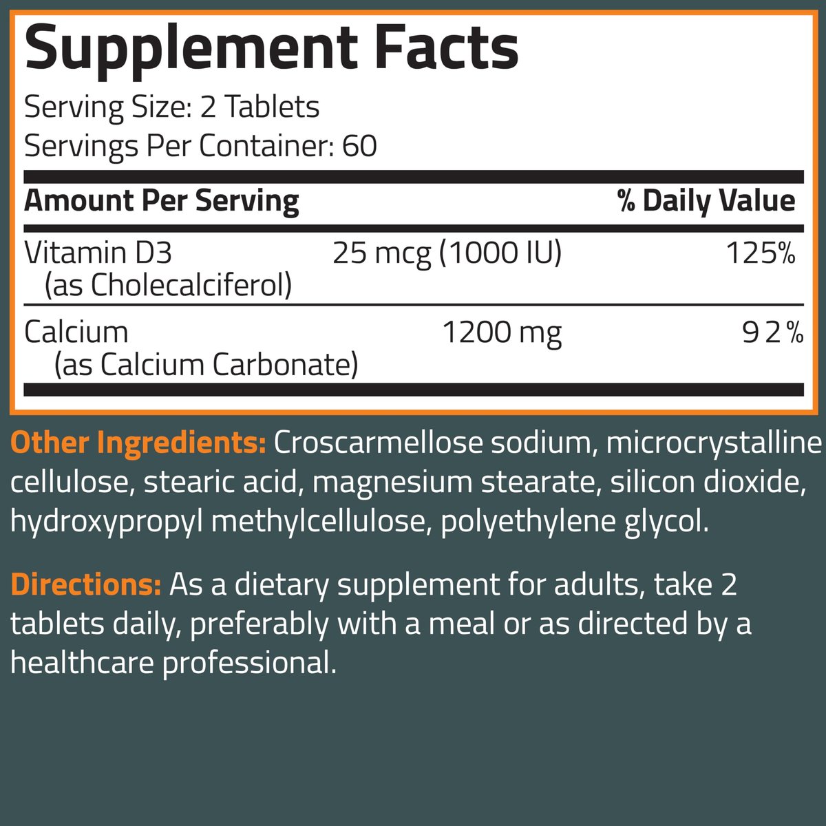 Bronson Calcium 1200 mg pro Portion plus Vitamin D3 1000 IE Hochdosiert, Non-GMO, 200 Tabletten