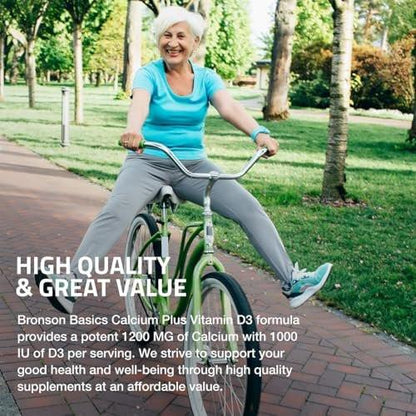 Bronson Calcium 1200 mg pro Portion plus Vitamin D3 1000 IE Hochdosiert, Non-GMO, 120 Tabletten