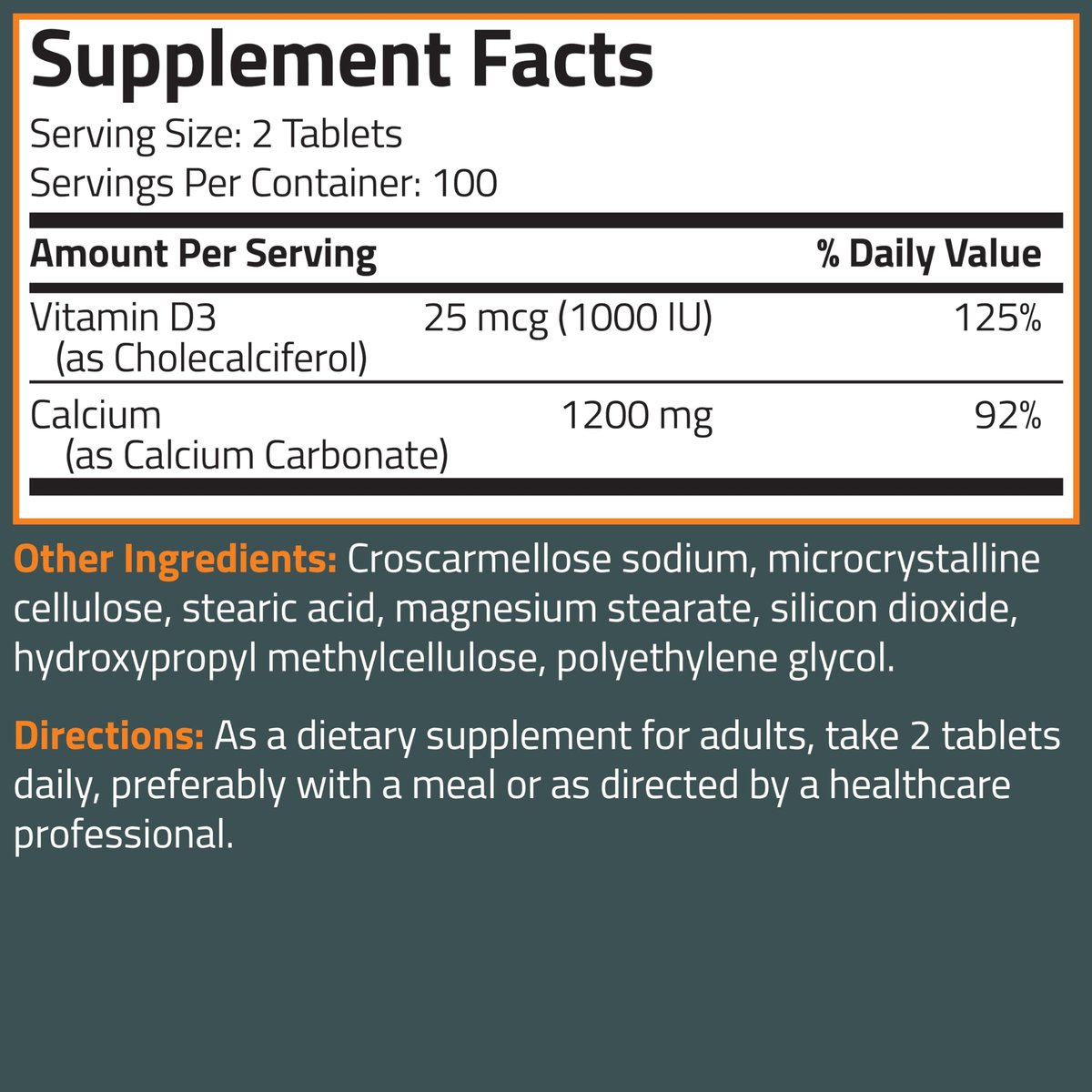 Bronson Calcium 1200 mg pro Portion plus Vitamin D3 1000 IE Hochdosiert, Non-GMO, 200 Tabletten