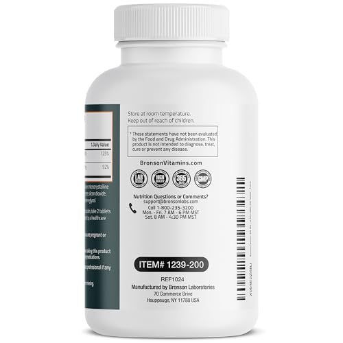 Bronson Calcium 1200 mg pro Portion plus Vitamin D3 1000 IE Hochdosiert, Non-GMO, 200 Tabletten