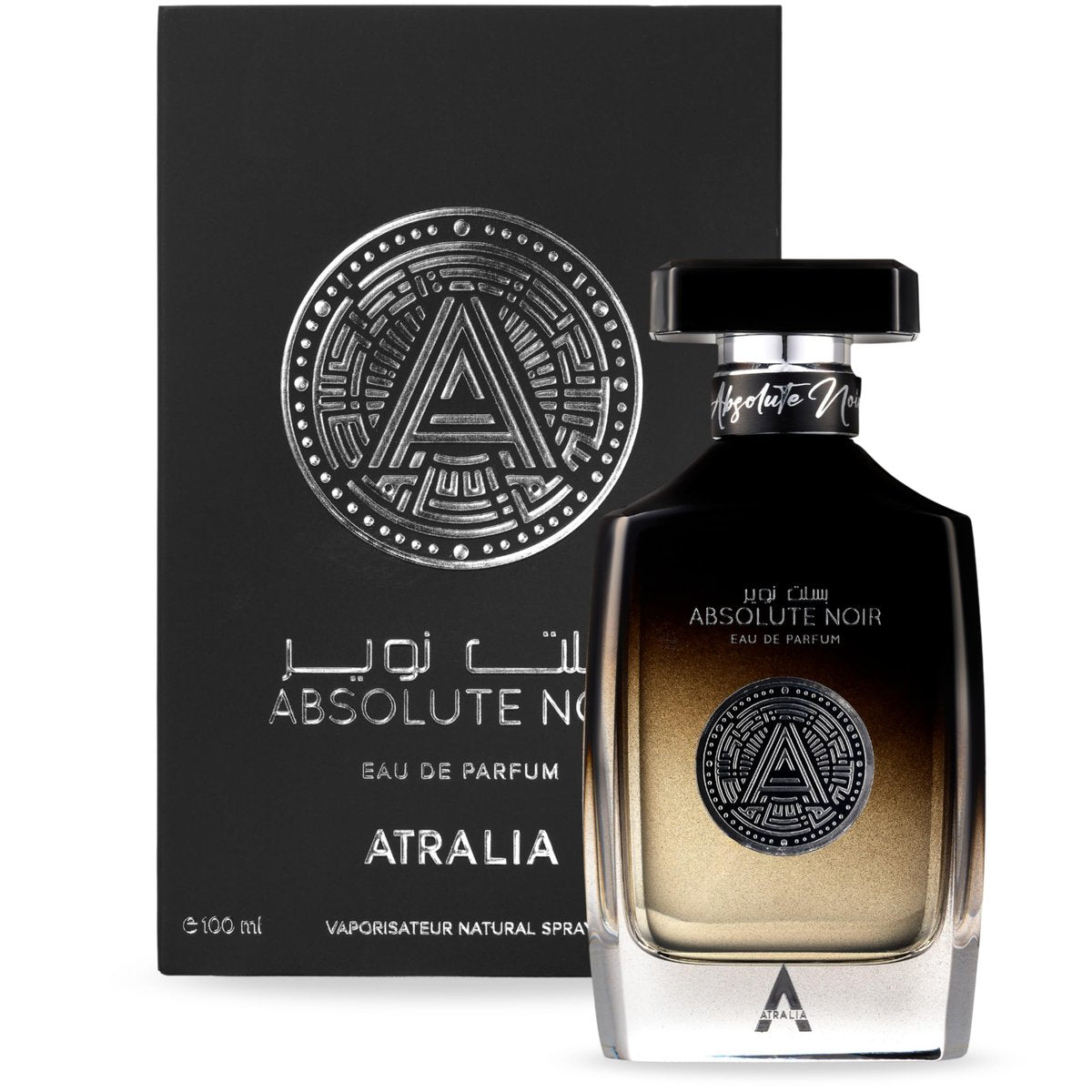 Atralia Absolute Noir Eau De Parfum für Herren 100 ml – Luxuriöser und langanhaltender Duft mit Kopfnoten von Bergamotte, Zitrone, Grapefruit und rosa Pfeffer