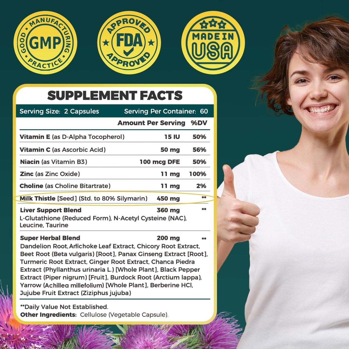 Mariendistel Präparat, für Leberreinigung, Entgiftung & Reparatur, 30:1 Bio Mariendistel Extrakt, entspricht 13.500 g Mariendistelsamen, unterstützt die Lebergesundheit, 120 Kapseln, 60-Tage-Versorgung