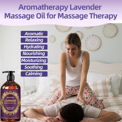 INALIER Massageöl mit Lavendelduft, inkl. Massageroller & Daumensparer, 260 ml – Entspannendes Öl für Massagen, Wellness-Geschenkset für Ihn & Sie