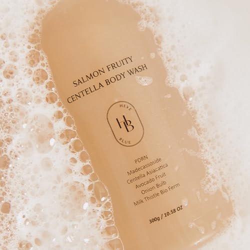 HEVEBLUE Salmon Fruity Centella Body Wash – Sanfte Reinigung für empfindliche Haut mit PDRN und natürlichen Tensiden (10,14 Fl Oz)