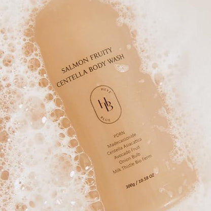 HEVEBLUE Salmon Fruity Centella Body Wash – Sanfte Reinigung für empfindliche Haut mit PDRN und natürlichen Tensiden (10,14 Fl Oz)