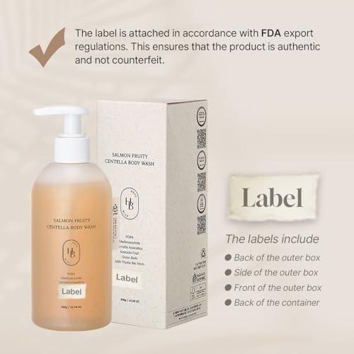 HEVEBLUE Salmon Fruity Centella Body Wash – Sanfte Reinigung für empfindliche Haut mit PDRN und natürlichen Tensiden (10,14 Fl Oz)