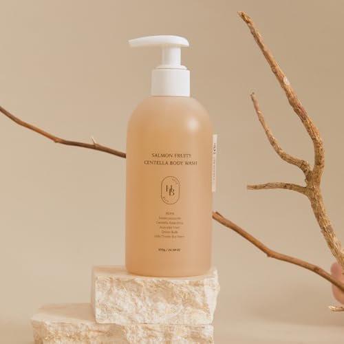 HEVEBLUE Salmon Fruity Centella Body Wash – Sanfte Reinigung für empfindliche Haut mit PDRN und natürlichen Tensiden (10,14 Fl Oz)