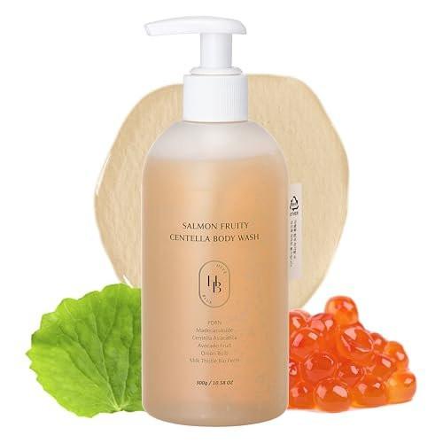 HEVEBLUE Salmon Fruity Centella Body Wash – Sanfte Reinigung für empfindliche Haut mit PDRN und natürlichen Tensiden (10,14 Fl Oz)