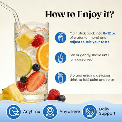 Venture Pal Calm Drink Mix – 12-in-1 Cortisol-Reduzierer & Schlafhilfe mit Magnesiumglycinat, Ashwagandha, L-Theanin, Vitamin D – Zuckerfreies Magnesiumpulver für Entspannung & Fokus – 16 Portionen