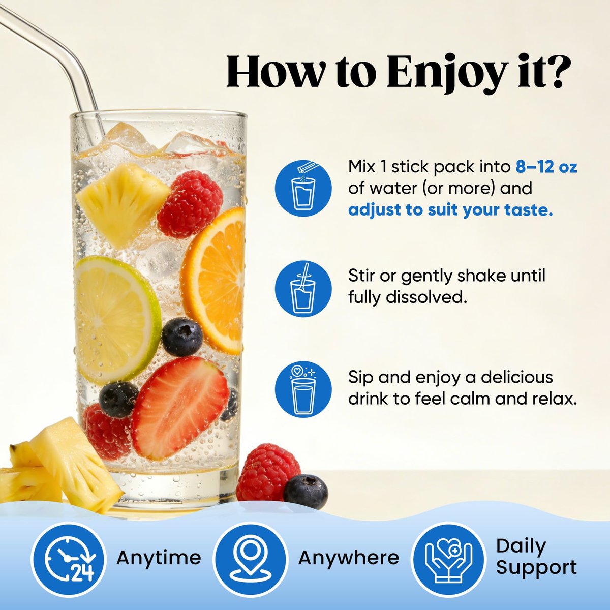 Venture Pal Calm Drink Mix – 12-in-1 Cortisol-Reduzierer & Schlafhilfe mit Magnesiumglycinat, Ashwagandha, L-Theanin, Vitamin D – Zuckerfreies Magnesiumpulver für Entspannung & Fokus – 16 Portionen
