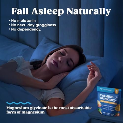 Venture Pal Calm Drink Mix – 12-in-1 Cortisol-Reduzierer & Schlafhilfe mit Magnesiumglycinat, Ashwagandha, L-Theanin, Vitamin D – Zuckerfreies Magnesiumpulver für Entspannung & Fokus – 16 Portionen