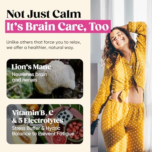 Venture Pal Calm Drink Mix – 12-in-1 Cortisol-Reduzierer & Schlafhilfe mit Magnesiumglycinat, Ashwagandha, L-Theanin, Vitamin D – Zuckerfreies Magnesiumpulver für Entspannung & Fokus – 450 g (Erdbeer-Limonade)