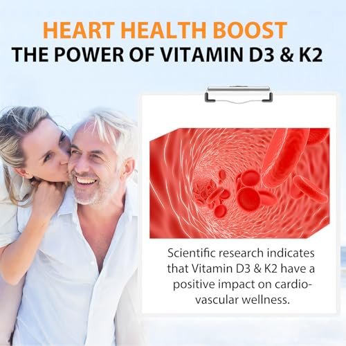 flasture Vitamin D3 K2 Supplement Weichkapseln, 10.000 IE Vitamin D3 + 200 µg K2 (MK-7) | 2-in-1 Formel mit Kokosöl, unterstützt die Kalziumaufnahme, leicht zu schlucken, 120 Kapseln